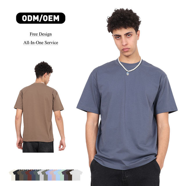 Wholesale 230GSM Heavyweight Cotton Oversized Vintage Men's T-Shirt Custom Screen Print Logo Drop Shoulder Blank T Shirt