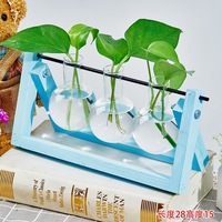 Terrarium en bois coloré pour la maison, le jardin, le bureau, station de propagation de plantes avec vase en verre en forme d'ampoule, cadeau pour les amateurs de plantes