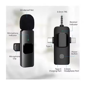 Fábrica 3 en 1 Micrófono dual Lavalier Micrófono inalámbrico Micrófono portátil con clip iPhone Laptop Cámara Escritorio de mano - Product Image 1