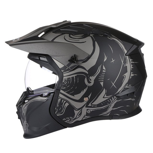 Professional BLD Black Lion DOT Full Face Motorcycle Helmet Modular Flip Design Detachable Mask ABS Material Racing Street