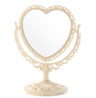 Miroir de poche vintage mini rond finition argentée, grossissant et éclairé, avec cadre en plastique ABS, miroir de maquillage portable