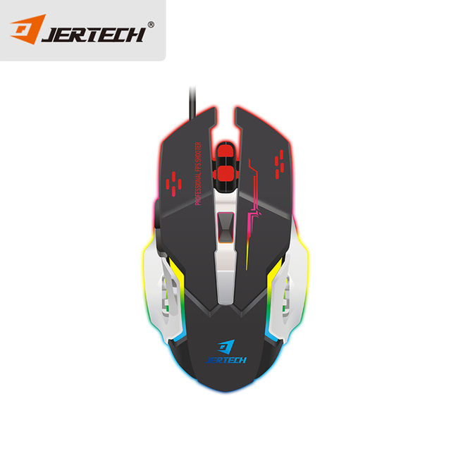 JERTECH JR810 Breathing Led Light Pc Mouse Laptop Universal Usb Wired Mouse 5 Hyperesponse Buttons 6400 DPI Optical Mouse