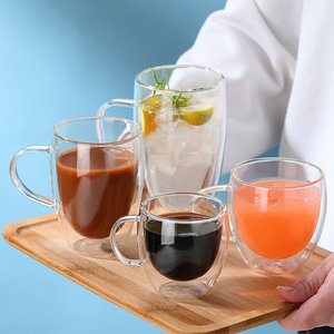 Tasses <span class=keywords><strong>à</strong></span> café populaires en <span class=keywords><strong>verre</strong></span> borosilicate <span class=keywords><strong>à</strong></span> double paroi isolées pour boissons - Product Image 3