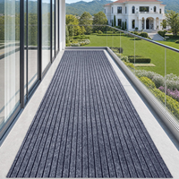 Runner Rugs Indoor/Outdoor Anti-Slip Stripes Running Man Red Polyester Square Woven Carpet TPR Backing Waterproof Home Carpet
