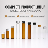 Flacons en verre tubulaires personnalisés de 5 ml à 30 ml, impression sérigraphique, logo estampé à chaud, flacons d'échantillons transparents ambrés avec bouchons