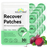 Parches SOLOTREE Recover con Complejo de Vitamina B, L-Glutamina, Energía, Concentración, Claridad y Recuperación, 30 Parches, Parche de Bienestar, Etiqueta Personalizada