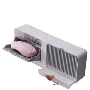 Bathroom Mesh Soap Box Wall Hanging Double-layer <b>Drain</b> Soap Box With <b>Cover</b> - Product Image 1