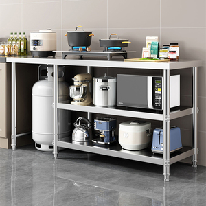 Thép không gỉ Nhà Bếp Nấu Ăn băng ghế dự bị 2 ba 3 lớp bể gas dưới bảng kim loại bếp gas bảng cho nhà hàng - Product Image 6