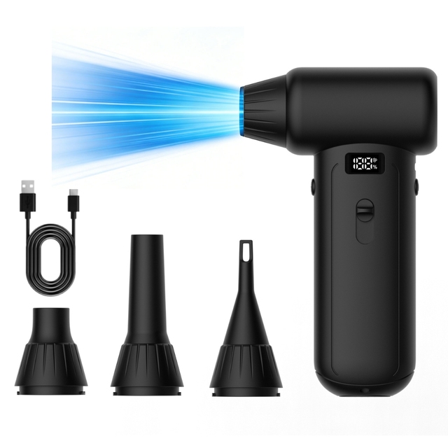 Compressed Air Fan Electric Duster Cordless Rechargeable 110000RPM Blower 4000mAh Battery for PC Laptop Keyboard