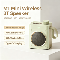 Haut-parleur portable d'extérieur M1 Mini sans fil avec subwoofer 5W, compatible V5.3, haute qualité sonore, prise en charge des cartes TF et AUX, boîtier rechargeable intégré