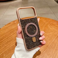 Coque de téléphone de luxe anti-chute avec support à paillettes diamantées, la plus vendue, pour iPhone 17 15 14 13 12 11 et Samsung