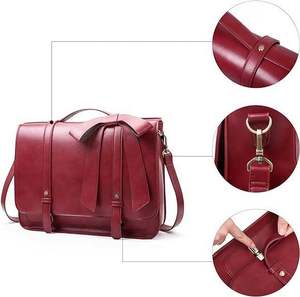 Échantillon gratuit NOUVEAU Sac à dos messager pour femme en cuir PU, sac pour ordinateur portable de 14 pouces, sacoche pour ordinateur, pour le collège, les voyages d'affaires - Product Image 5