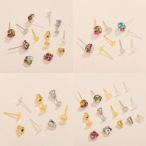 Nantong 925 Sterling Silver Flat Head <b>Earring</b> Studs Gold Plated Round DIY Jewelry Accessories <b>3mm</b> 4mm 5mm 6mm - Product Image 4