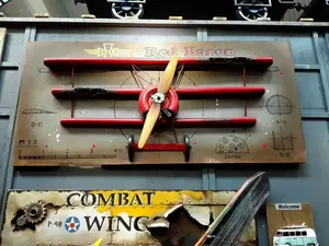 ของตกแต่งผนังเหล็ก<span class=keywords><strong>สาม</strong></span>มิติรูปบารอนสีแดงของโลกใบแรกภาพวาดในร้านกาแฟอเมริกันธีมอินเทอร์เน็ตโลหะความรัก - Product Image 4