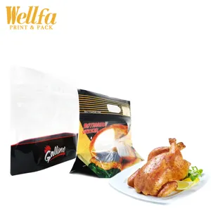 Sacchetti richiudibili trasparenti per uso alimentare di Bolsas OEM di fabbrica per imballaggi di pollo arrosto con manico
