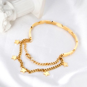 Productos de Estilos Diversificados, Pulseras de Acero Inoxidable con Doble Cadena y Eslabones, Chapadas en Oro de 18K - Product Image 3