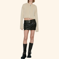 Design personnalisé femmes de haute qualité Crop Ladies Zip Up Cardigans côtelés fermeture éclair pulls et sweats à capuche en tricot pour les femmes
