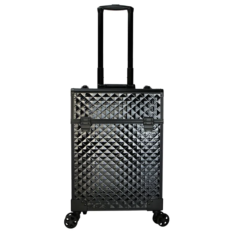 Custodia in alluminio antiurto impermeabile Trolley custodie per trucco cosmetico Beauty Hree-layer custodia professionale pieghevole portatile