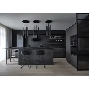 Hangzhou Vermont High End Knock Down Kitchen Cabinets Design Living Room Black Kitchen Cabinet