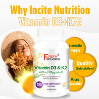 Complément alimentaire Shecome Vitamine D3 K2 haute puissance pour adultes, soutient la santé des os, améliore l'immunité, capsules de Vitamine D3 K2