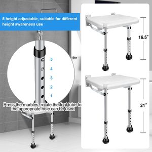 Wall Mounted <b>Folding</b> <b>Shower</b> <b>Stool</b> Aluminum Alloy White 45x10x45 Cm For Elderly Bathroom Safety Equipment - Product Image 4