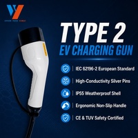 Câble de recharge pour véhicule électrique durable 22 kW 32 A Type 2, triphasé 400 V, haute performance, cordon flexible noir en TPU pour borne de recharge murale