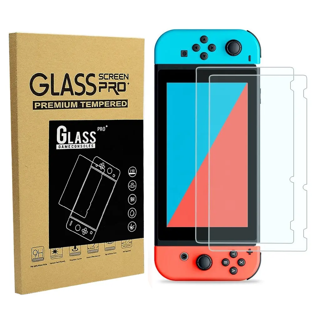 Wholesale 2PCS Packed Tempered Glass Screen Protector for Nintendo Switch Game Console