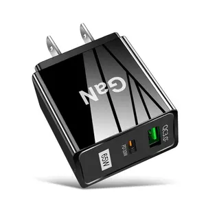 GaN Charger 65W Gallium Nitride PD Fast Charger Dual Port QC3.0 EU US UK 65W Gan Mobile Phone Charger