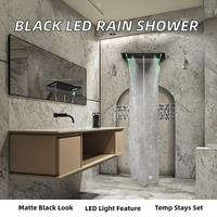 Nouvelle Douche Murale de Plafond à Jet en Acier Inoxydable Noir Mat avec Valve en Céramique, Design Moderne pour Appartement