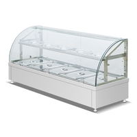 Doppelschichtige Elektrische Bain-Marie-Vitrine mit Gebogenem Glas Edelstahl-Speisenwärmer für Restaurant-Buffet