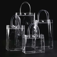Sac fourre-tout transparent en PVC personnalisé avec logo, petit et grand format, pour cadeaux, emballage, voyage et shopping, avec poignée