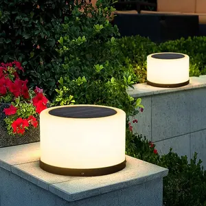 5W Outdoor IP54 Waterproof LED courtyard Column Lamps cylindrical Post Light Garden Landscape lighting Solar fence light