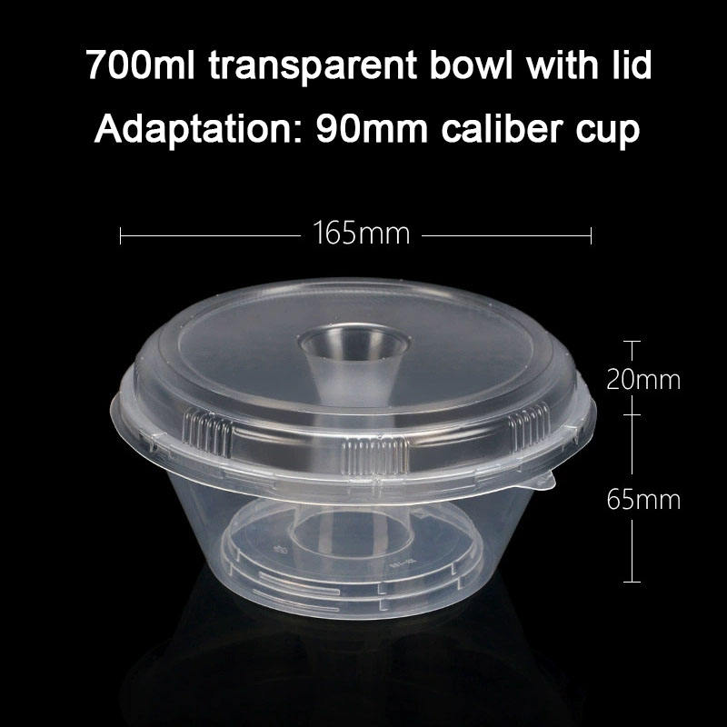 Bol transparent de 700 ml avec couvercle