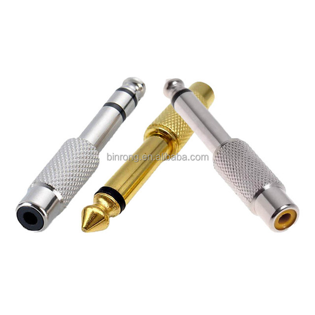 1/4" 6.35mm Mono/Stereo Male to RCA Female Jack Plug Audio Adapter Adaptor Connector