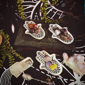 饰品盘戒指盘陶瓷Hamsa法蒂玛夹邪恶眼手钥匙饰品盘碗 - Product Image 3