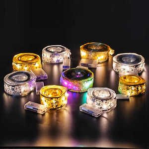 ไฟประดับริบบิ้นตกแต่งต้นคริสต์มาสสีทองเงิน 1 เมตร 5 เมตร 10 เมตร สายไฟ LED ทองแดง รูปโบว์ สำหรับงานปาร์ตี้คริสต์มาส งานแต่งงาน - Product Image 6