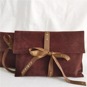 Yeni özelleştirmek kadife zarf mücevherat paket ambalaj şerit yay ile makyaj çantası tozluk çanta Logo ile özel - Product Image 6