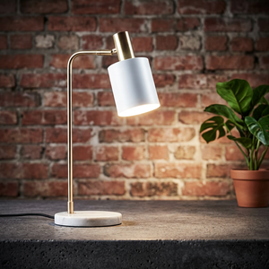 Lámpara de Mesa Moderna de Metal con Forma Rectangular, Acabado Negro y Dorado, Luz LED Cálida Blanca para Dormitorio y Oficina - Product Image 5