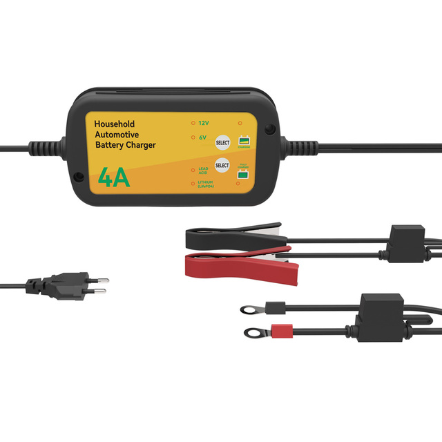 4A 6V/12V Smart Car Battery Charger Maintainer for Lead Acid AGM Lithium LiFePO4 Auto Truck SUV Boat