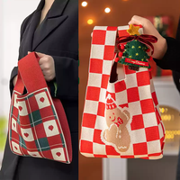 Sac à main plissé en tricot tendance avec anse de poignet, pochette à nœud, sac fourre-tout portable