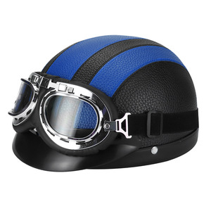 Skuter Listrik Retro Model Empat Musim Tipe Lingkaran Tanpa Slot 4-Suspensi Ringan Helm Setengah Kulit Keselamatan Bersepeda - Product Image 2