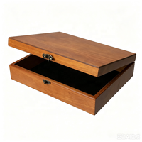 Caja de Madera para Almacenamiento de Recuerdos con Tapa con Bisagras y Forro Suave, Caja Decorativa Vintage con Tapa, Color Cerezo Claro