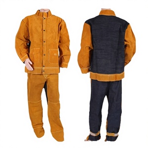 ชุดเชื่อมหนังวัวแท้คุณภาพสูงสำหรับงานหนัก ป้องกันอย่างมืออาชีพ พร้อมแผ่นป้องกันขาหนาและอุ่นสำหรับงานอุตสาหกรรม - Product Image 1