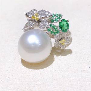 Bague en argent 925 avec perle naturelle, polyvalente, tendance, micro défauts, cadeau idéal, 13-14 mm, édition commuter - Product Image 3