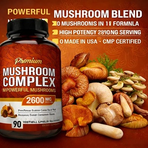 Complexe de champignons premium 2600 mg, 10 champignons puissants, crinière de lion, shiitake, queue de dinde, 90 capsules végétales, non-OGM, végétalien, GMP - Product Image 2
