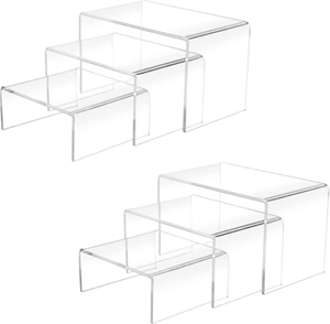 Acrylic Display Risers Clear 3\&quot; 4\&quot; 5\&quot; Stands For <strong>Cupcakes</strong> Dessert Showcase Transparent Candy Bar Holder Drawer Organizers