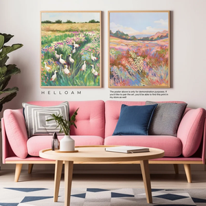 Paisaje Moderno de Campo Tranquilo con Flores Silvestres, Óleo sobre Lienzo, Arte de Pared, Decoración para Dormitorio, Ambiente Relajante - Product Image 1