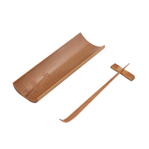 Ensemble de cuillères à thé en bambou, design rétro sculpté, pour cérémonie du thé Kung Fu, outil de mesure du thé portable avec plateau et cuillère - Product Image 5