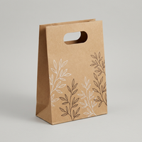 Sacs cadeaux en papier kraft imprimés sur mesure, design floral, emballage brun, vente en gros