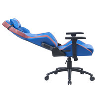 Chaise de gaming ergonomique moderne à dossier haut, pivotante à 360°, inclinable, avec accoudoirs réglables et appui-tête amovible en tissu